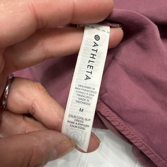 Athleta Womens M Calm Cool Casual Slip Dress V-Neck Tawny Rose Pink Y2K Fairy - Picture 4 of 5